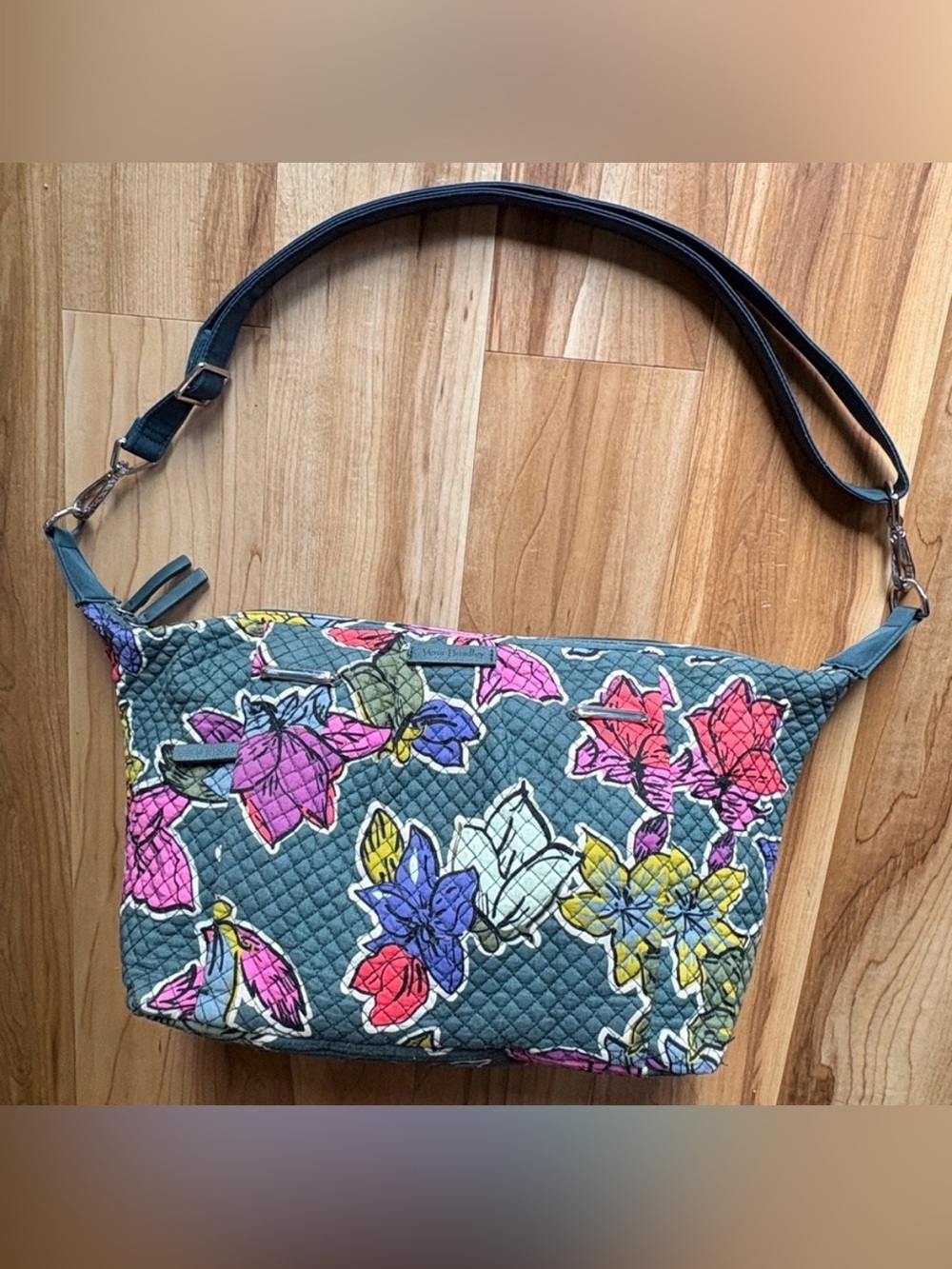 Vera Bradley Falling Flowers Zipper Crossbody Bag